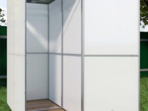 Душ дачный с тамбуром и поликарбонатом ЛЮКС (Собственное производство) с баком 110л с подогревом